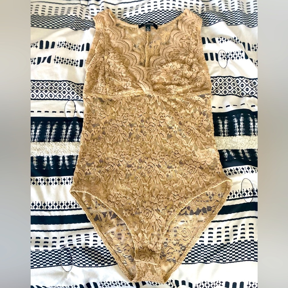 Ambiance light tan lace bodysuit